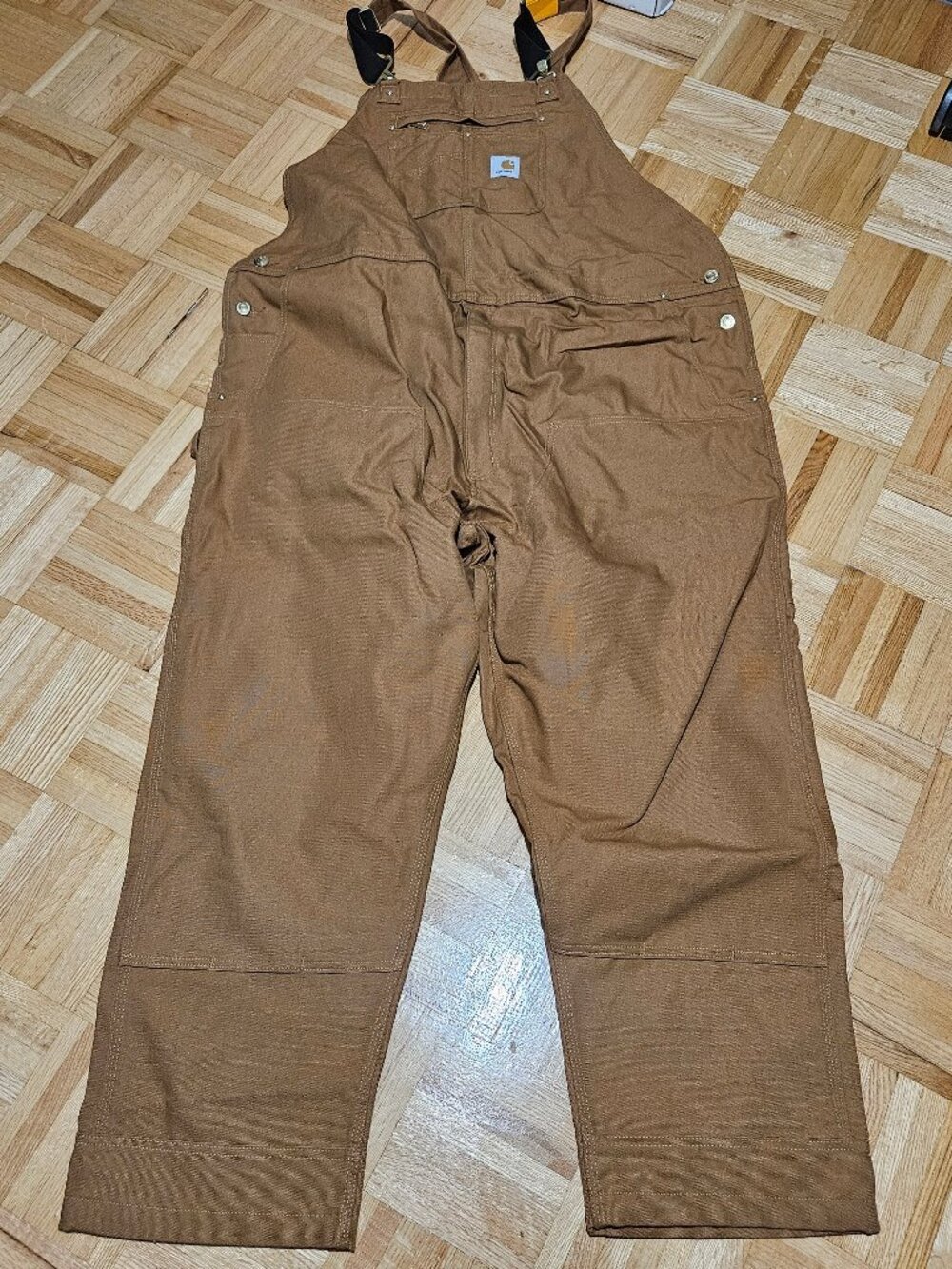 Carhartt Mens Relaxed Fit Duck Bib Overall 52x32 Double Knee Brown Workwear R01